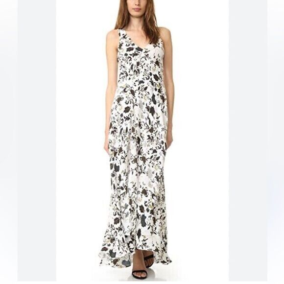 NWT New A.L.C Harlan Floral print  100% Silk-crepe Maxi Dress Sz 2 - Picture 1 of 16